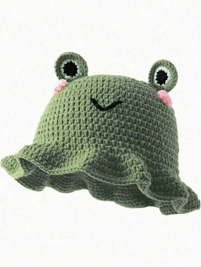 Chapeau de grenouille tissé à la main pour femmes