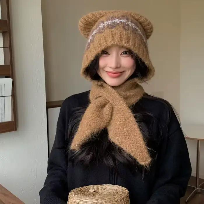 Chapeau tricoté en Jacquard de Style Fair Isle rétro