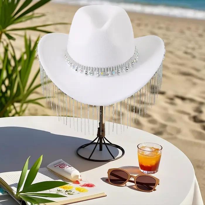 Chapeau de Cowgirl avec pompon en strass pour femmes