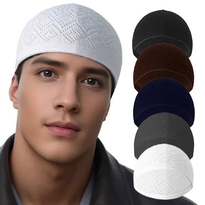 Chapeaux de prière pour hommes musulmans unisexe hiver chaud tricoté bonnet Islam juif inde casquettes Musulman arabe