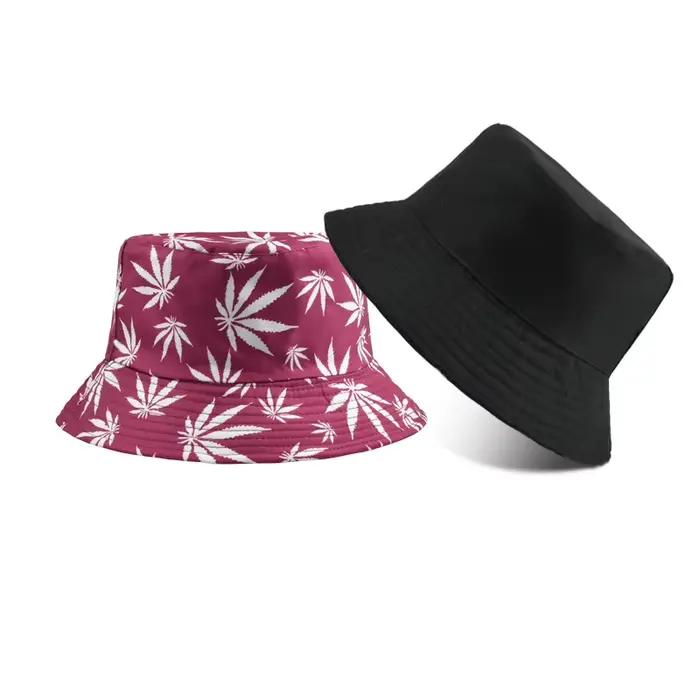 Chapeau de pêcheur en feuille d'érable imprimé à la mode de style rétro