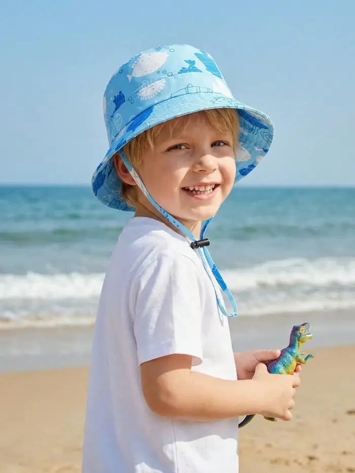 Chapeau bob bleu ciel motifs océan vacances printemps été pour enfants 3 8 ans activités extérieures plage