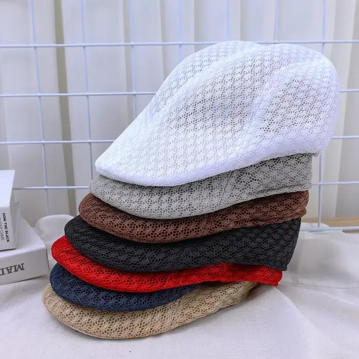 Béret d'été rétro en polyester doux pour homme, béret de rue vintage imperméable, casquette de gavroche pour sorties quotidiennes et activités extérieures