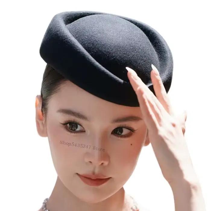 Chapeau feutré respirant look féminin bureau décontracté coiffeur top headwear h7ef