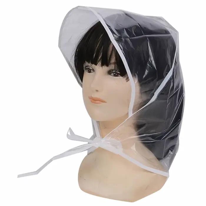 Chapeau de pluie imperméable en plastique pour femmes