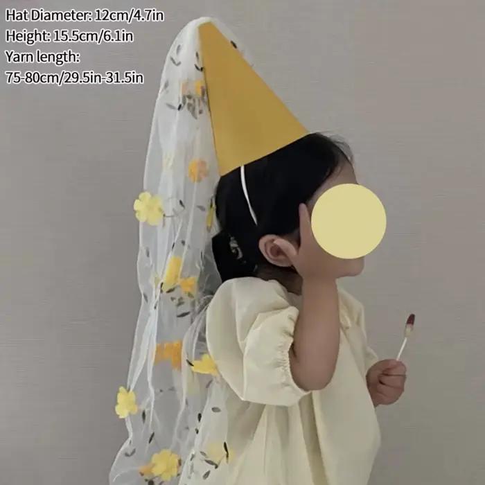 Mode gaze joyeux anniversaire chapeau maille fleur bandeau de cheveux feutre princesse