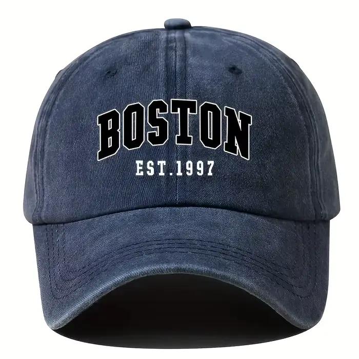 Nouvelle casquette de baseball rétro lavable avec imprimé BOSTON