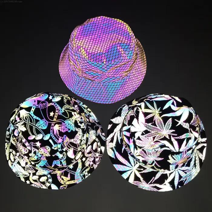 Chapeau seau réfléchissant coloré pour hommes et femmes