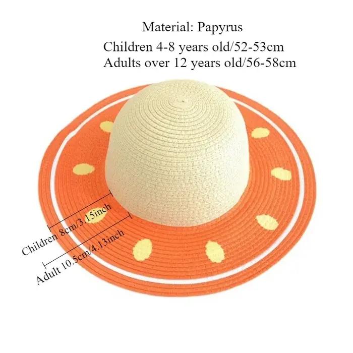 Chapeau de paille pastèque assorti pour parents et enfants