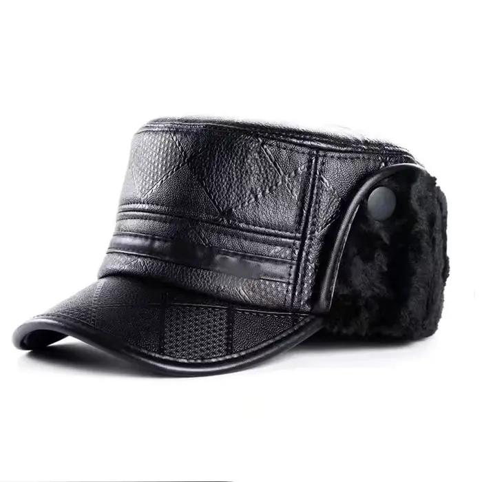 Chapeau chauffant thermique doublé polaire pour hommes âgés élégant coupe-vent hiver faire du shopping cadeau papa grand-père