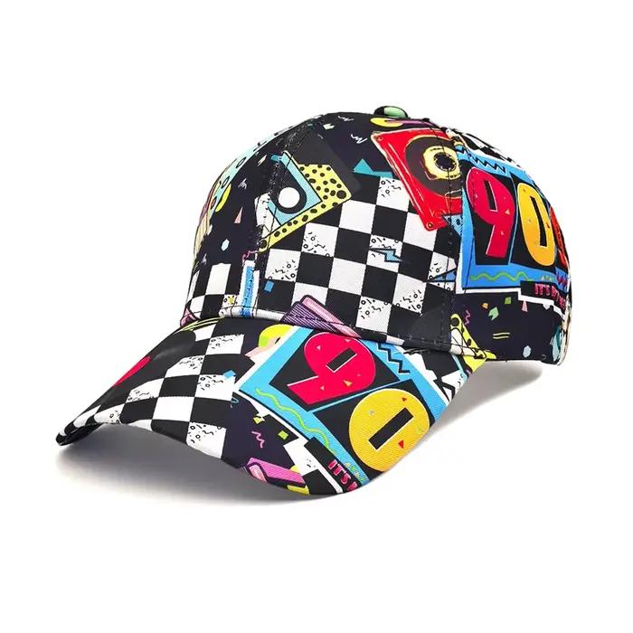 Casquette de baseball classique des années 90 à motif graffiti aléatoire