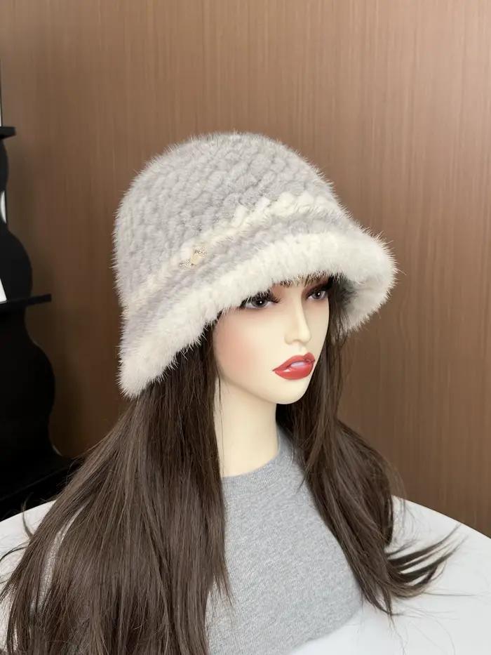 Chapeau en vraie fourrure de vison pour femme