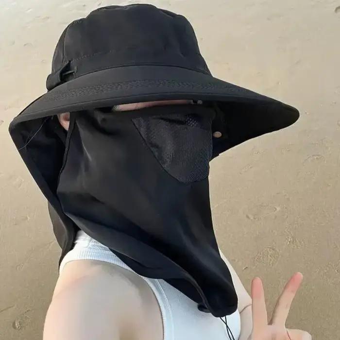 Chapeau de soleil respirant et résistant aux UV avec masque facial et protection du cou