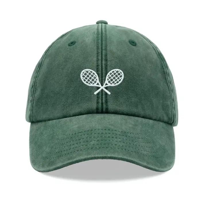 1 casquette de baseball rétro délavée à motif croisé de raquettes de tennis pour hommes