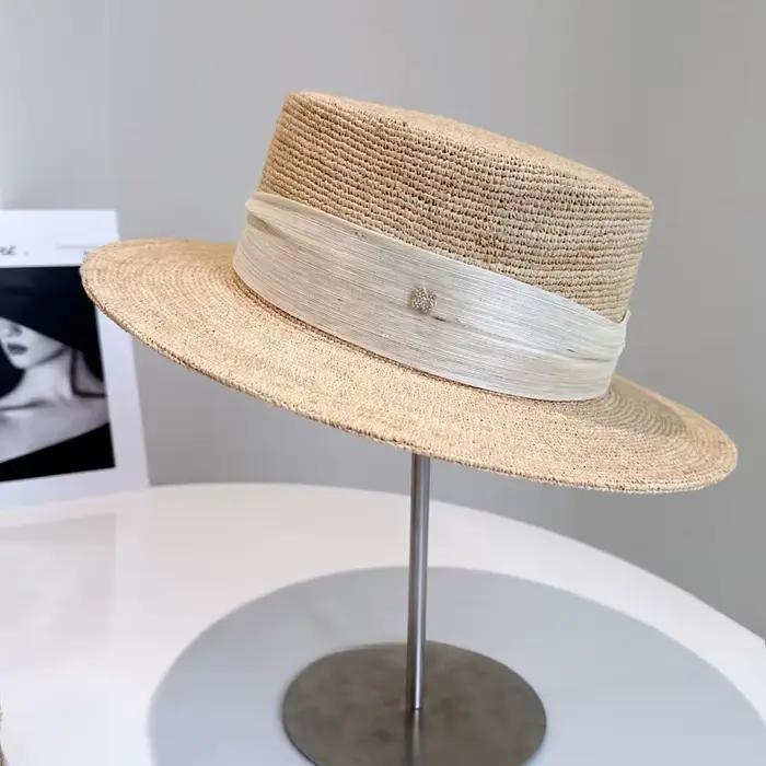 Chapeau de paille au crochet fait à la main en raphia de haute qualité