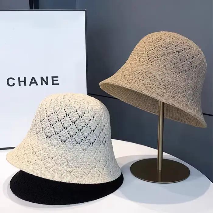 Chapeau bob en tricot creux japonais pour femmes protection solaire respirant été décontracté ocassions spéciales