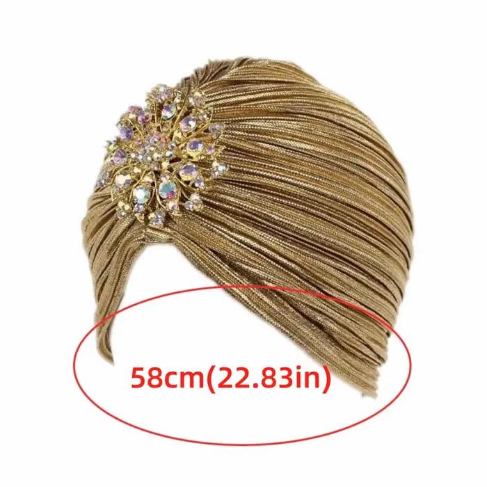 Chapeau turban plissé confortable pour femme polyvalent polyester bandana africain luxueux indien broche voyage printemps automne