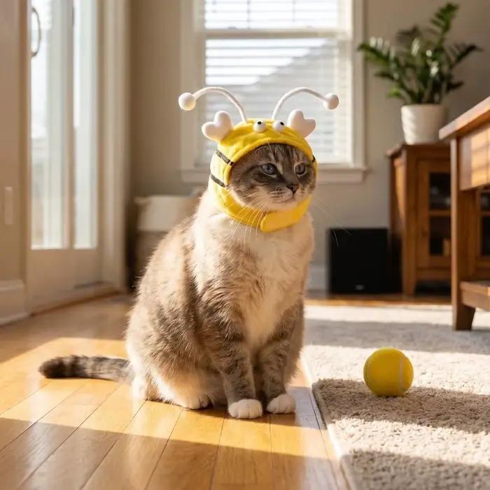 Chapeau en peluche chaud et doux pour chat