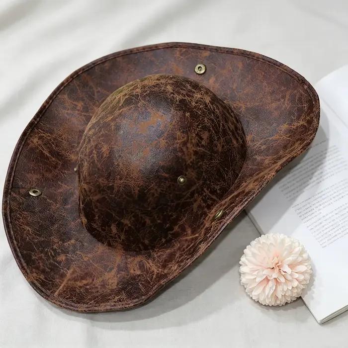 Chapeau de pirate en faux cuir vintage avec boutons pour hommes et femmes costumes d'halloween et événements Renaissance