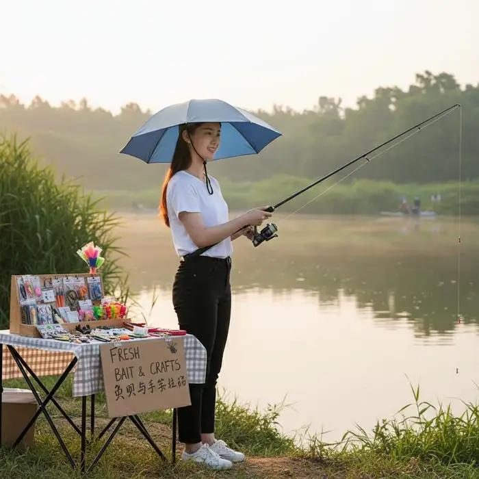 Chapeau parapluie de pêche réglable mains libres pliable protection UV imperméable pour femmes et hommes