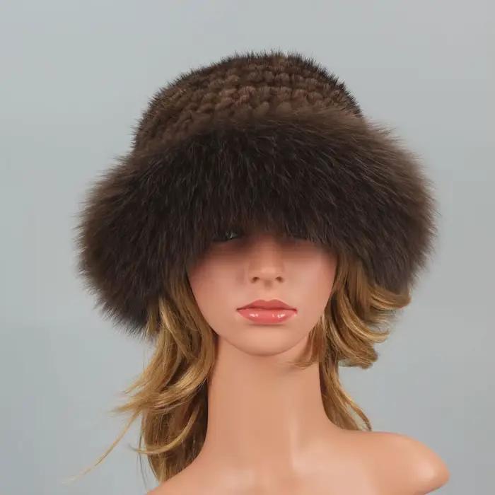 Chapeau d'hiver en fourrure véritable pour femme
