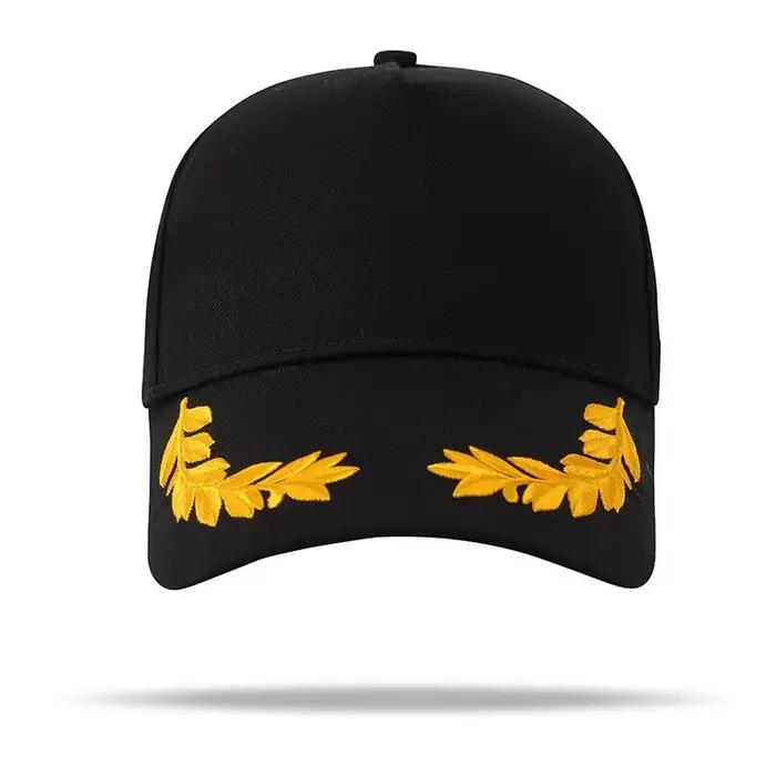 Casquette de baseball en point de blé - Chapeau de soleil en coton à 6 panneaux avec boucle en laiton réglable en plein