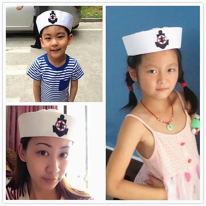 Chapeau blanc de capitaine marin, casquette marine, chapeau militaire avec ancre, déguisement nautique marin, costume de cosplay, occaseions de performance et de voyage