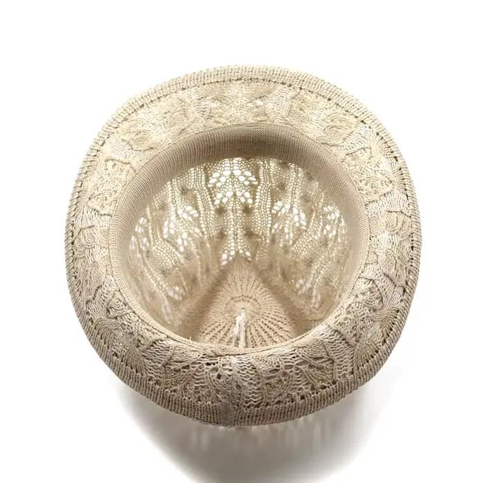 Chapeau fedora féminin en laine tricotée avec bride en cuir pour femmes, style sport, motifs jacquard, adapté pour les quatre saisons et diverses occasions extérieures