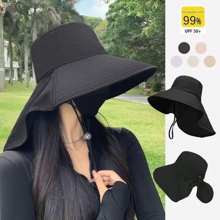 Châle crème solaire casquette queue de cheval voyage pêcheur chapeau large bord
