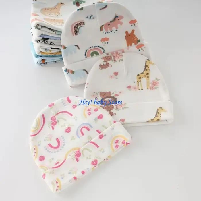 Ensemble Q1FE 3 chapeaux gants pour nourrissons capuche en coton extensible confortable