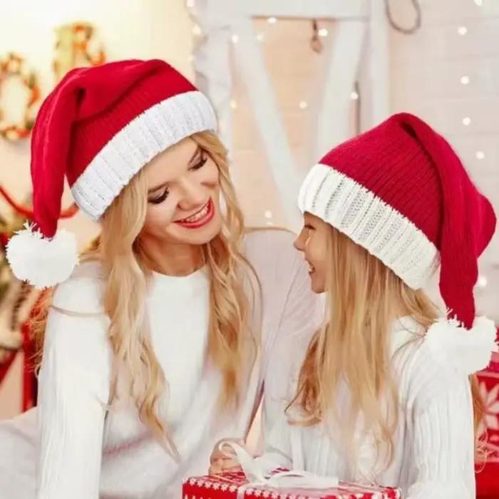 Chapeaux de Père Noël Chapeau en tricot assorti pour la famille Parent-enfant Pom Beanie