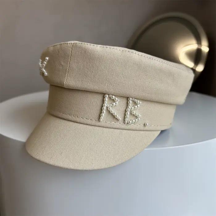 Casquette Baker Boy en coton/lin/cachemire avec monogramme