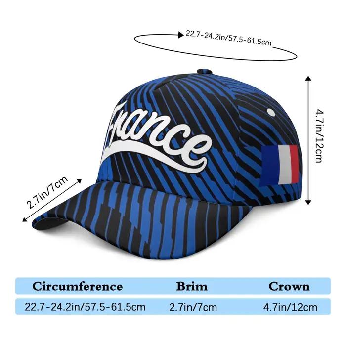 Casquettes de baseball France personnalisables gratuitement avec nom et logo d'équipe