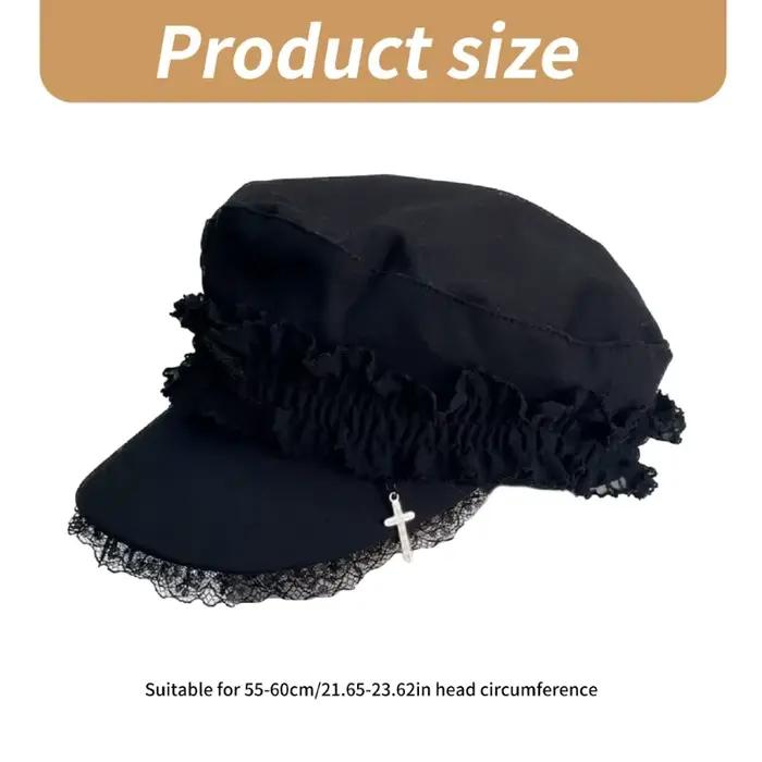 Béret avec Double couche dentelle Crucifix pour femmes filles
