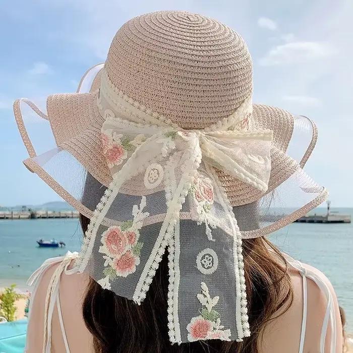 1 Chapeau de paille personnalisé à large bord pour femme