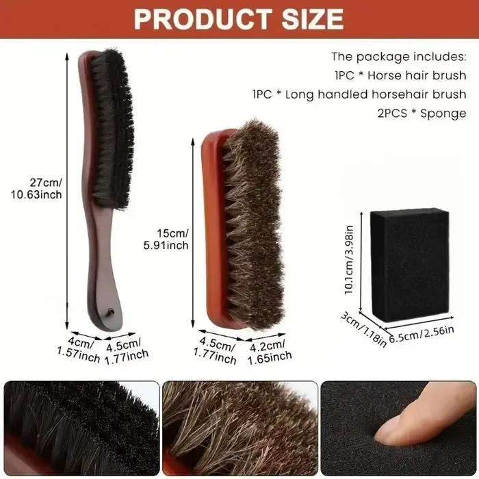 Kit de 4 brosses en feutre de crin de cheval avec éponge pour chapeaux de cowboy