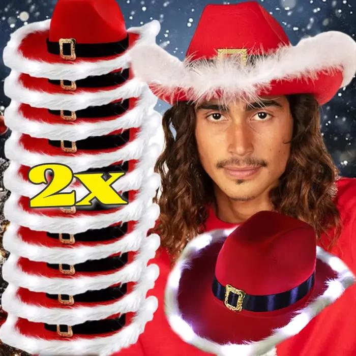Chapeaux de Cowboy rouges de noël unisexe