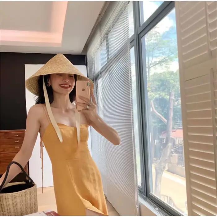 Chapeaux de soleil en paille de blé naturel pour femmes