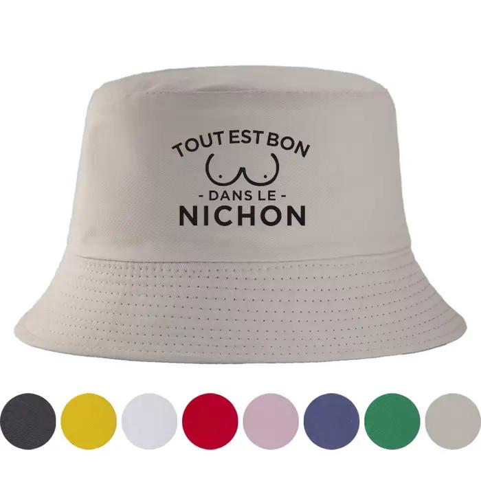 Casquette de pêcheur avec citation drôle en français « Tout est bien dans le nichon »