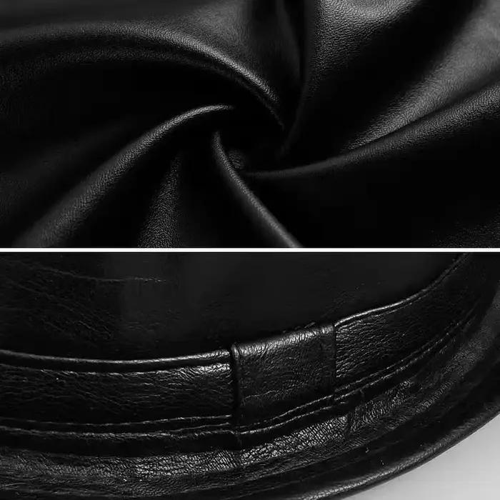 Chapeau Fedora en cuir noir pour hommes et femmes