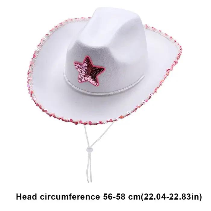 Chapeau de Cowgirl blanc étoile rose