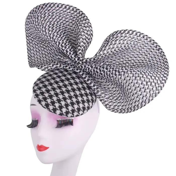 Chapeau Fascinateur Pied-de-Poule Noir pour Femme