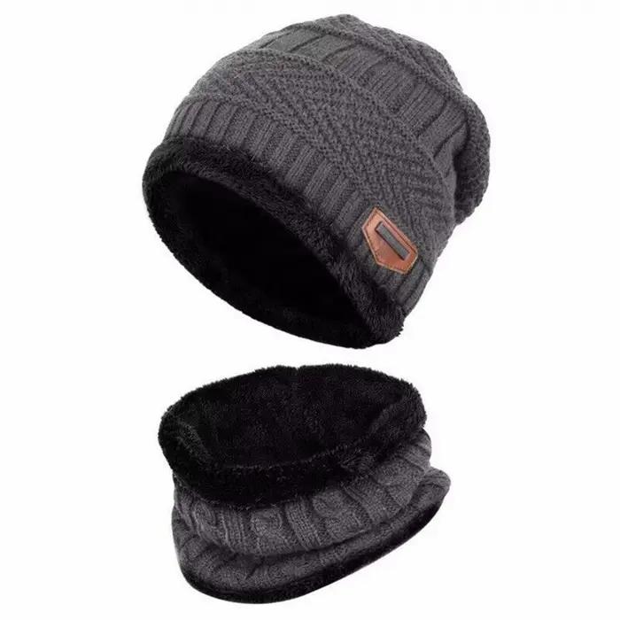 Ensemble écharpe et chapeau pour enfants en polyester et coton, styles mode et solides, adapté aux sorties hivernales et occasions spéciales