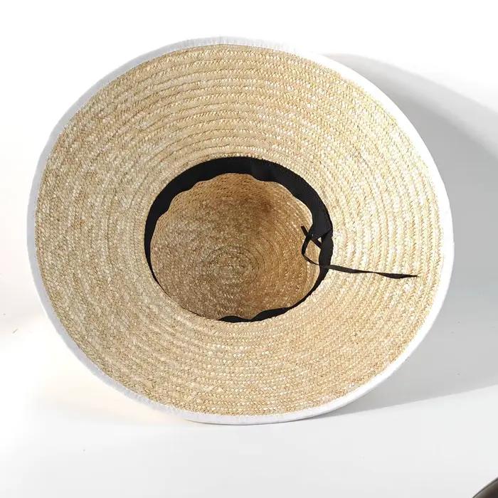 Chapeau d'été en paille, chapeau de soleil, chapeau de soleil élégant pour femmes, style Hepburn, à large bord, pour les voyages en bord de mer, панама женская