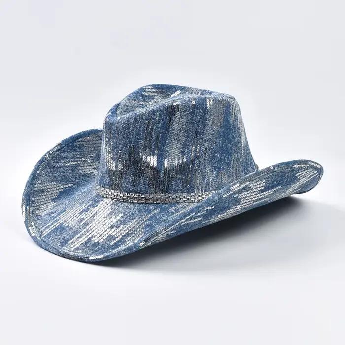 Chapeau de cowboy occidental en denim lavé