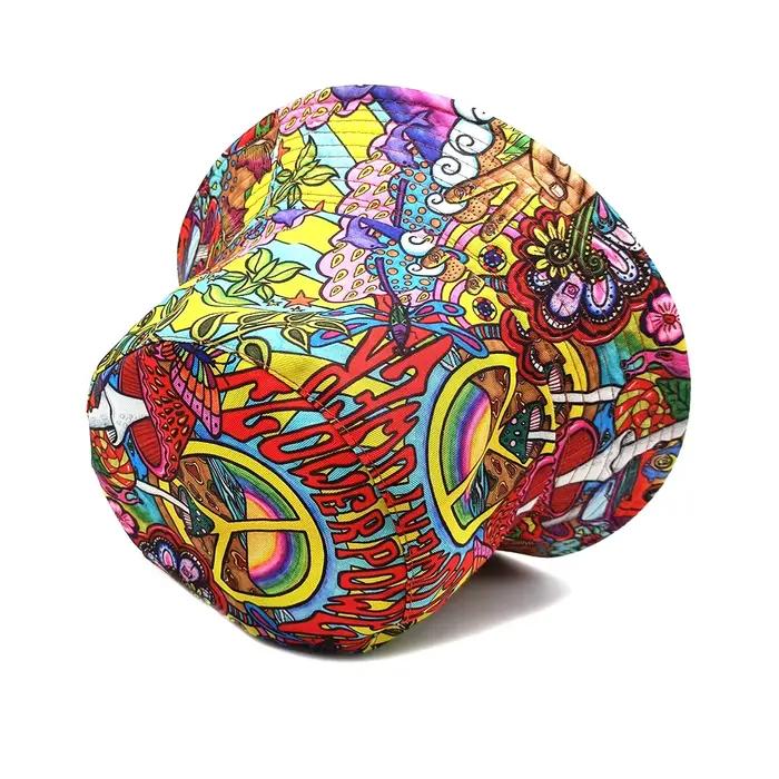 Chapeau bob rétro psychédélique des années 70 - réversible - pour hommes et femmes