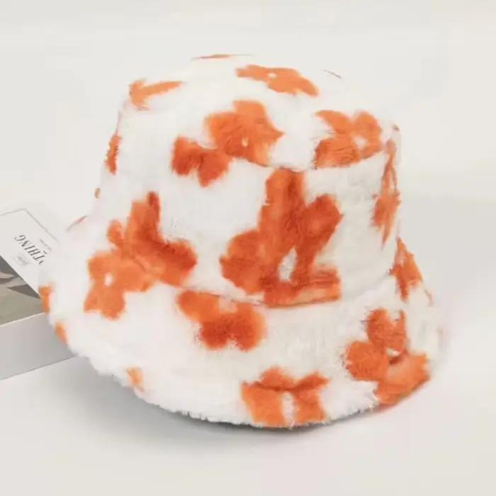 Chapeau seau en fourrure moelleuse pour femmes
