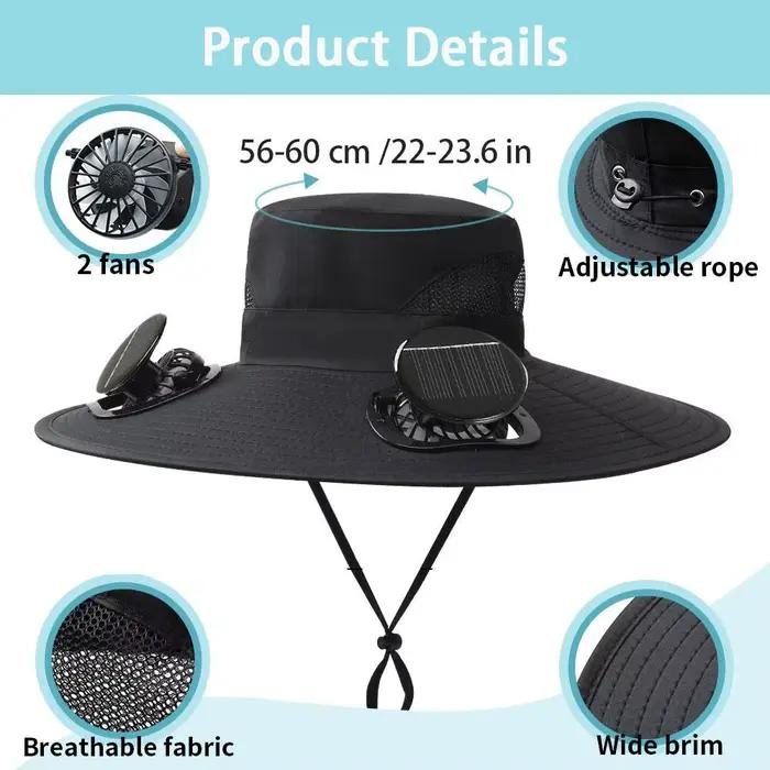 Casquette de baseball solaire à double ventilateur intégré