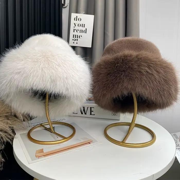 Chapeau en fausse fourrure de renard pour femmes