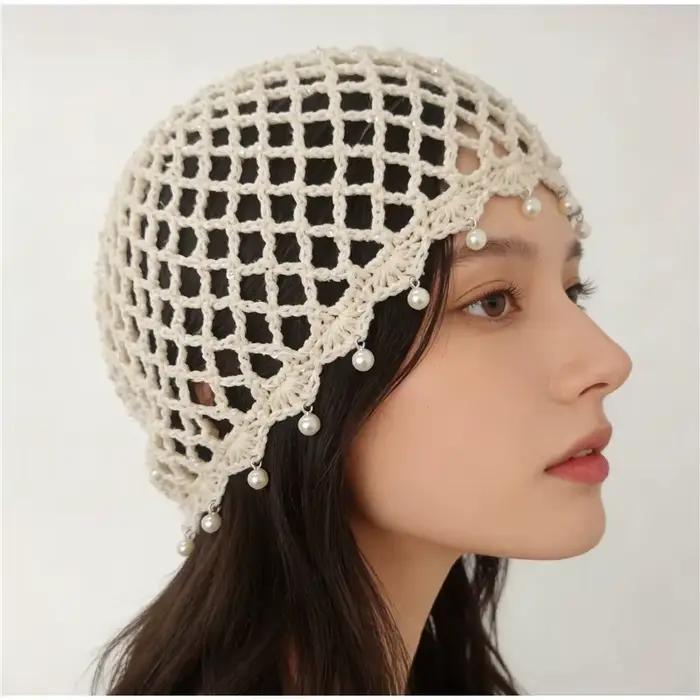 Chapeau pour femme à sequins et tissage ajouré